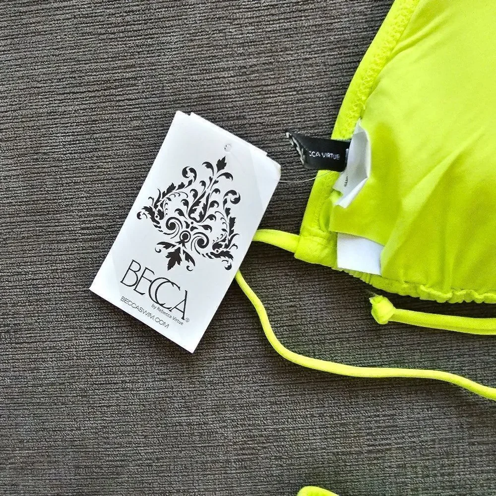 Becca Women's Classic Triangle neon yellow Top & Bottom Two Piece Set Si…